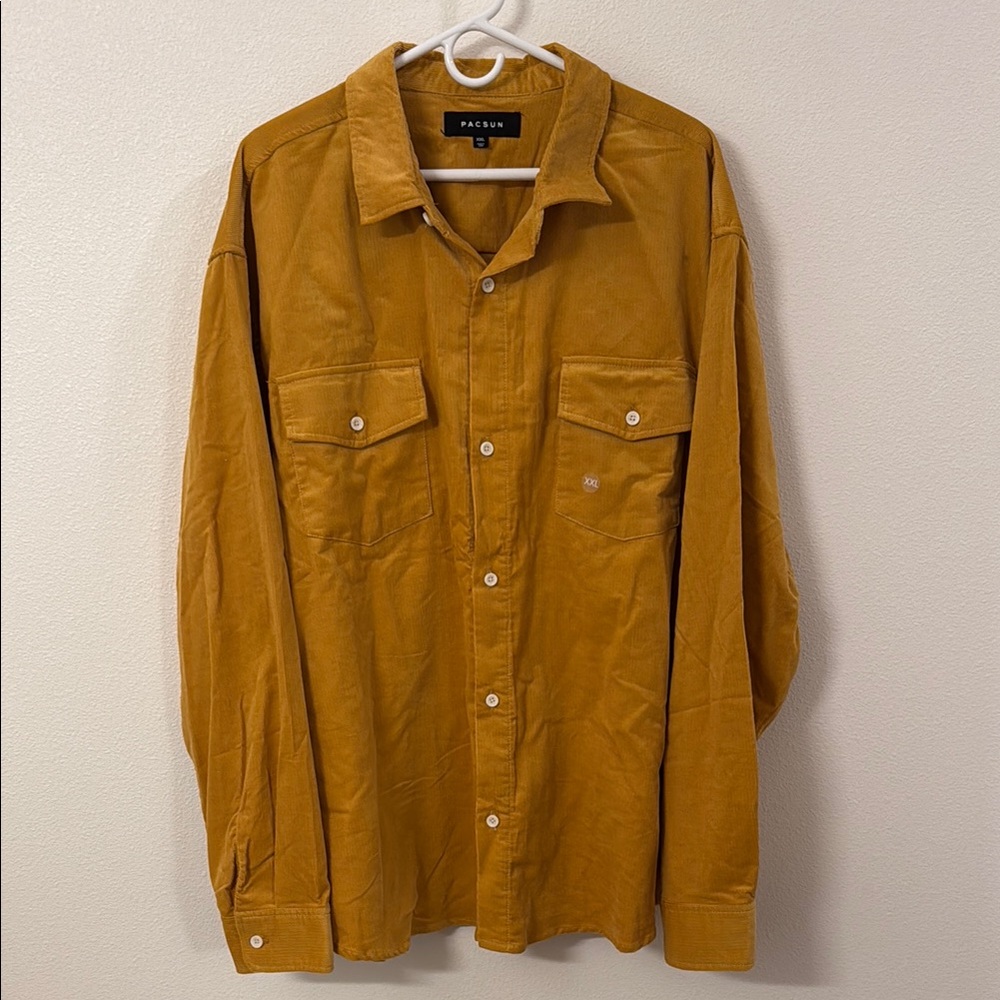 PacSun Men's Casual Button Down Shirt in Mustard